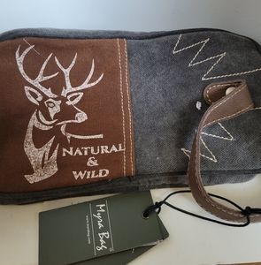 Myra Bag Womens Wild Reindeer Denim & Upcycled Canvas Shaving Kit Bag